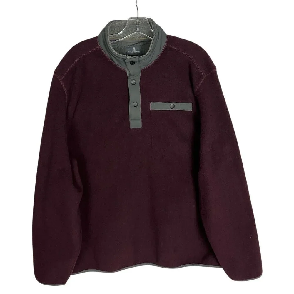 GH Bass & Co Men's‎ Size XL/TG  1/4 Snap Fleece Thermal Pullover Burgundy